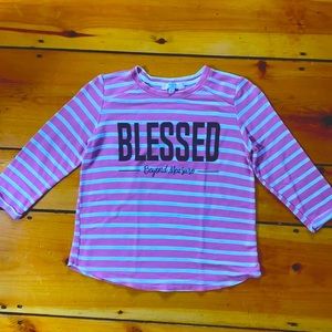 Pink and white striped long sleeve shirt